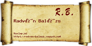 Radván Balázs névjegykártya